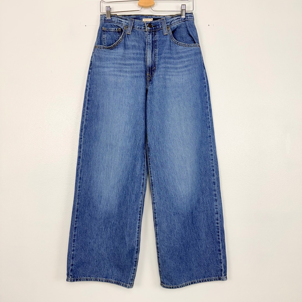 Levi's Cinch Baggy Jeans Women 28 Blue High Rise Wide Leg Lightweight Denim